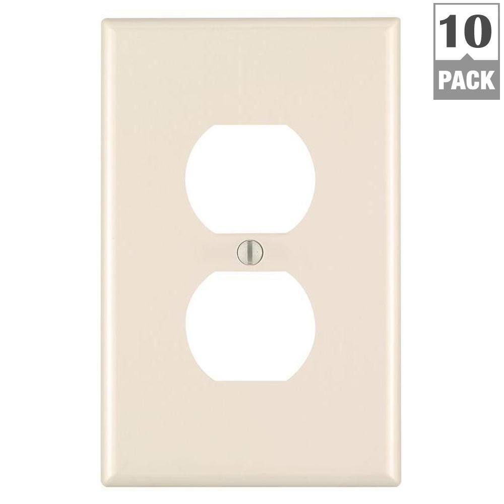 Leviton 1-Gang Midway Duplex Outlet Nylon Wall Plate Light Almond (10-Pack) M56-00PJ8-0TM