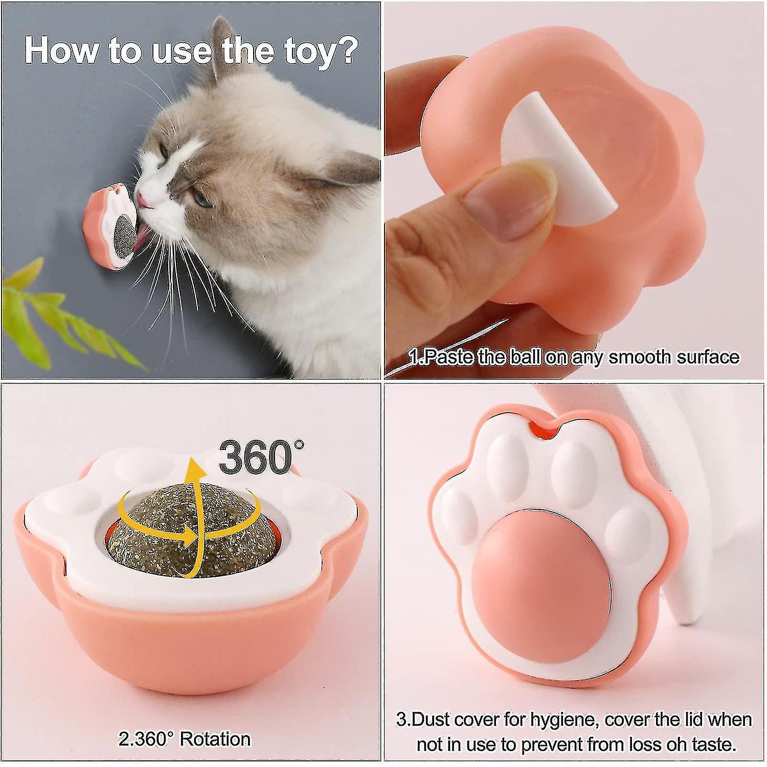 2 Pieces Catnip Ball， Wall-mounted Catnip Ball， Rotating Catnip Toys， Edible Catnip Toys For Cats (c