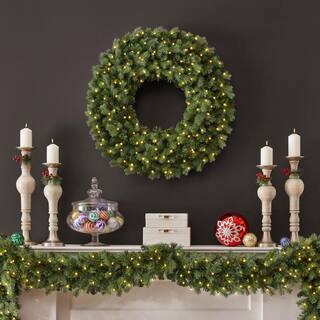 Home Accents Holiday 36 in. Waldorf Fir Pre-Lit LED Wreath Powered by Hubspace 23LE31103