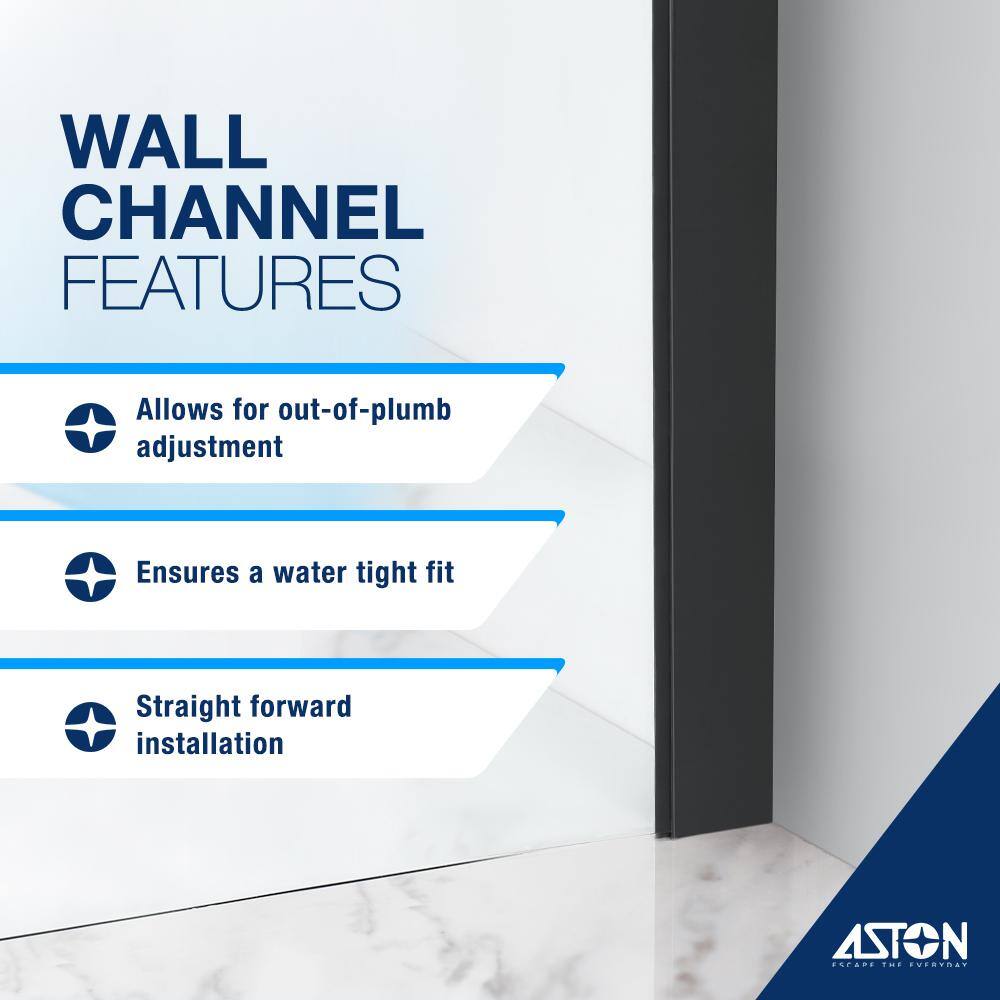 Aston Kamaya XL 56 in. - 60 in. W x 80 in. H Right Sliding Frameless Shower Door in Matte Black with StarCast Clear Glass SDR984WFS6080R