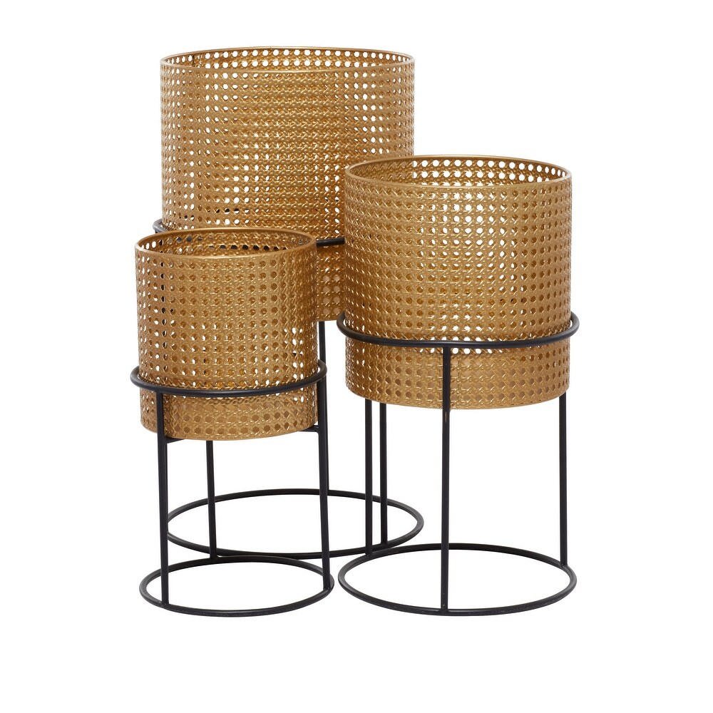 White Black or Gold Basket Style Glam Modern Planter Stands (Set of 3)   S/3 23\