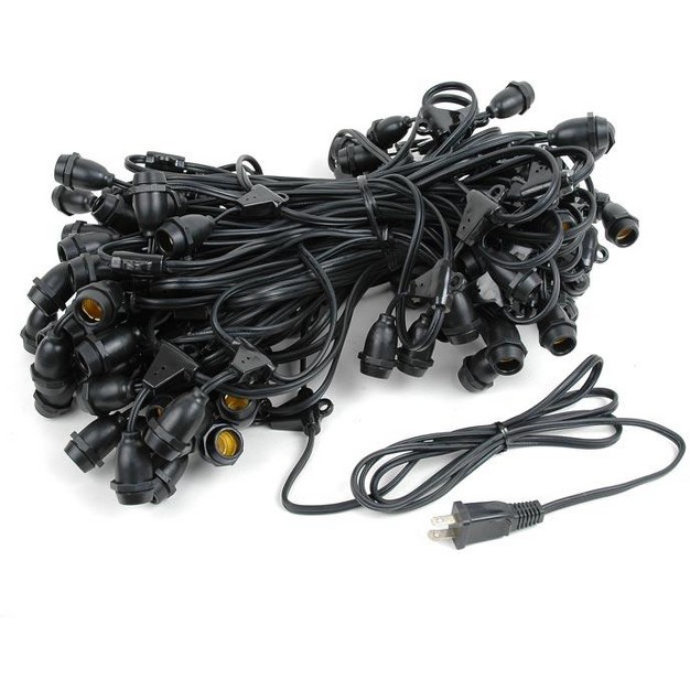 Novelty Lights Globe Outdoor String Lights With 100 Suspended Sockets Suspended Black Wire 100 Feet