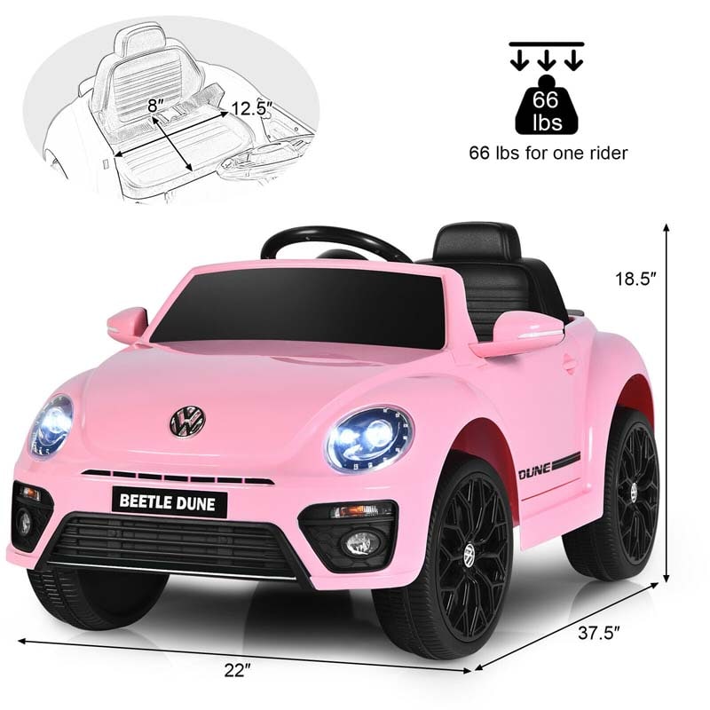 Licensed Volkswagen Beetle Ride-on Car 12V Battery Powered Vehicle Kids Riding Toy Car with Remote