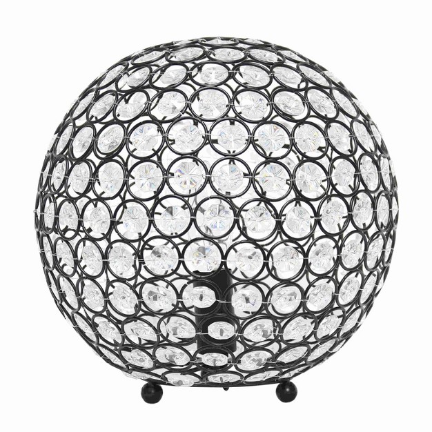 Elipse Medium Contemporary Metal Crystal Round Orb Table Lamp Lalia Home