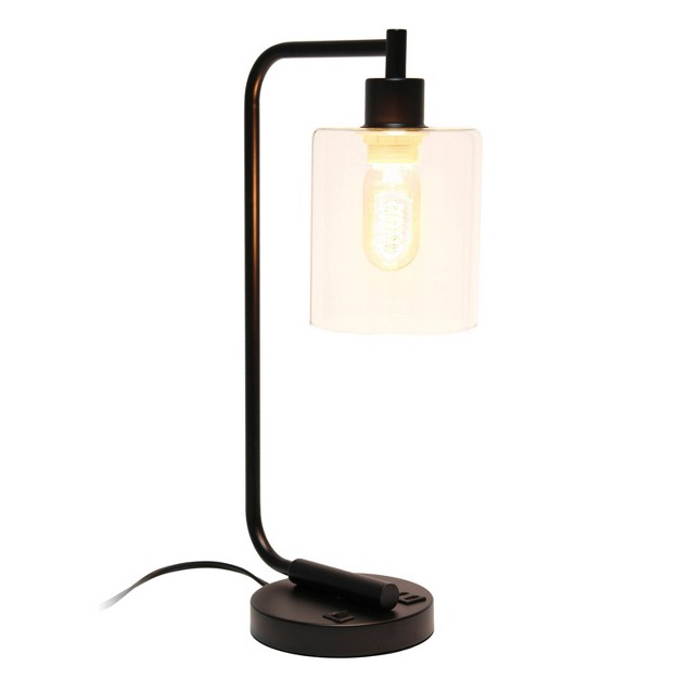 Modern Iron Desk Lamp With Usb Port And Glass Shade Lalia Home