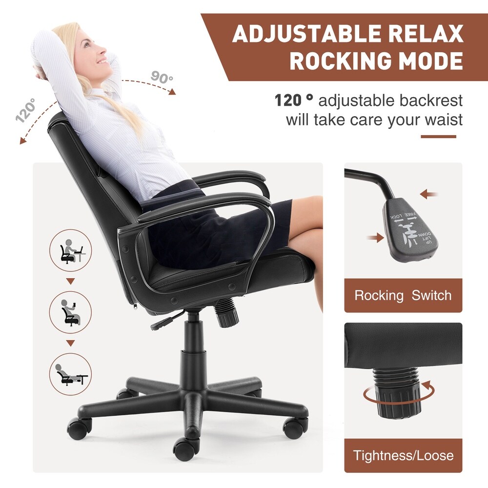 Mid Back Desk Chair Swivel Office Chair Accnet Chair with Padded Armrests