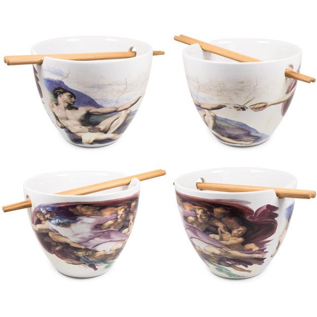 Boom Trendz Bowl Bop Sistine Chapel Japanese Dinner Set 16 ounce Ramen Bowl Chopsticks