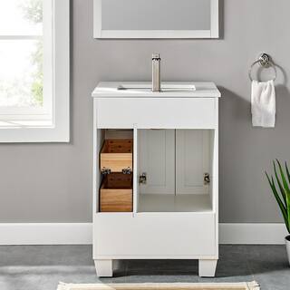 Eviva Acclaim 24 in. W x 22 in. D x 34 in. H Bath Vanity in White with White Quartz Top with White Sink EVVN69-24WH