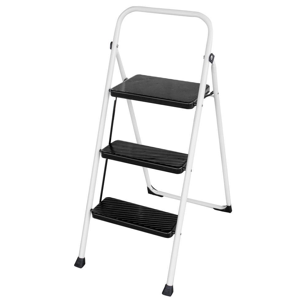 AmeriHome 3-Step Metal Folding Utility Step Stool Ladder with 200 lbs. Capacity 808230