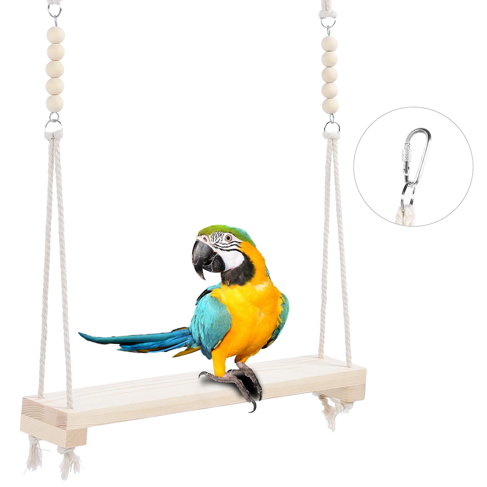 Pet Chicken Large Parrot Pinevood Swing Stand Bar Safety Toy Chewing Biting Playing