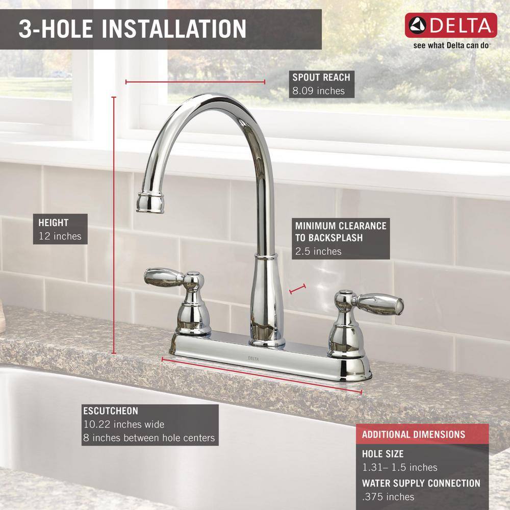 Delta Foundations 2-Handle Standard Kitchen Faucet in Chrome 21987LF