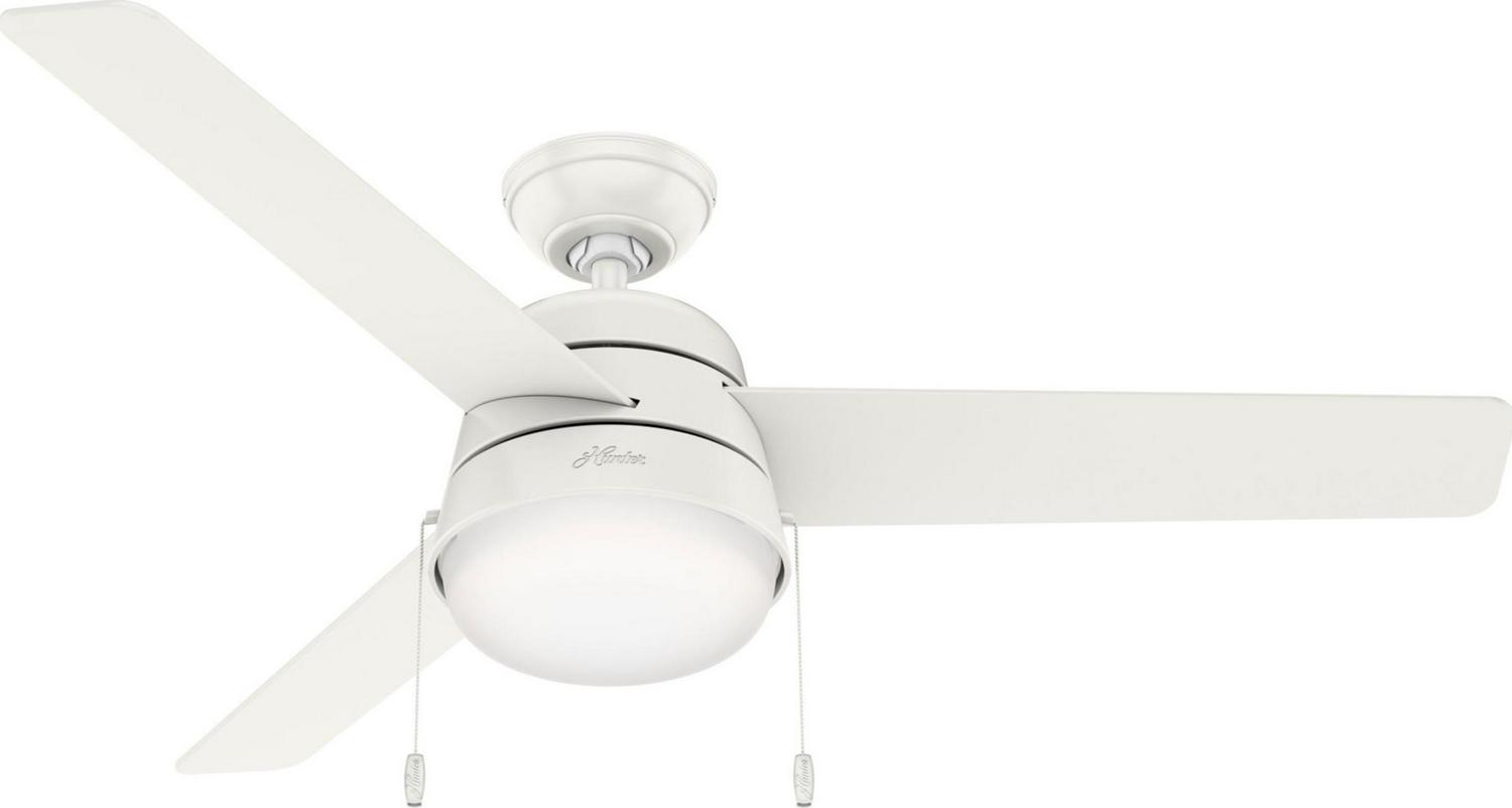 Hunter Fan 52 Aker Fresh White Ceiling Fan with LED Light and Pull Chain