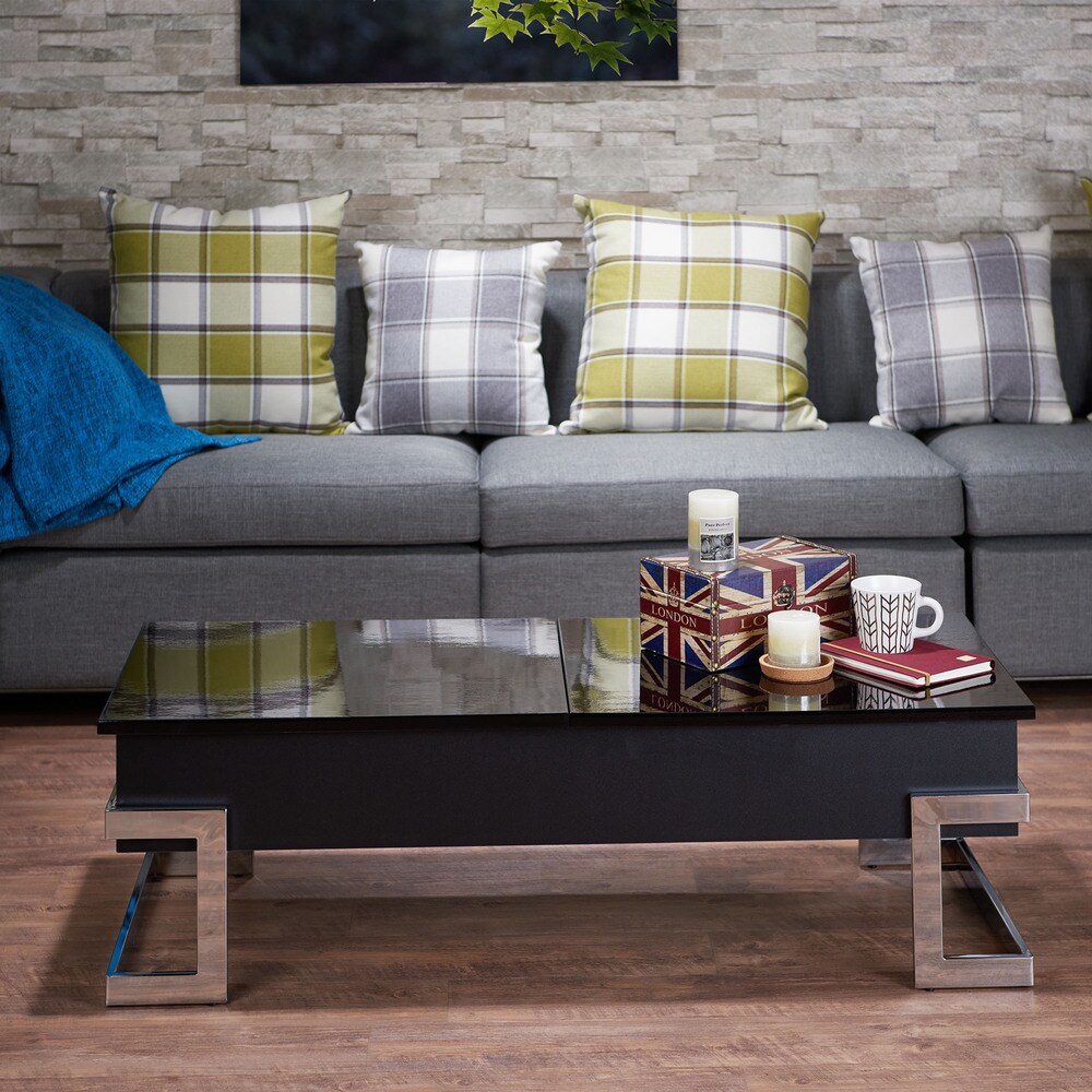 White and Chrome Box Storage Modern Coffee Table