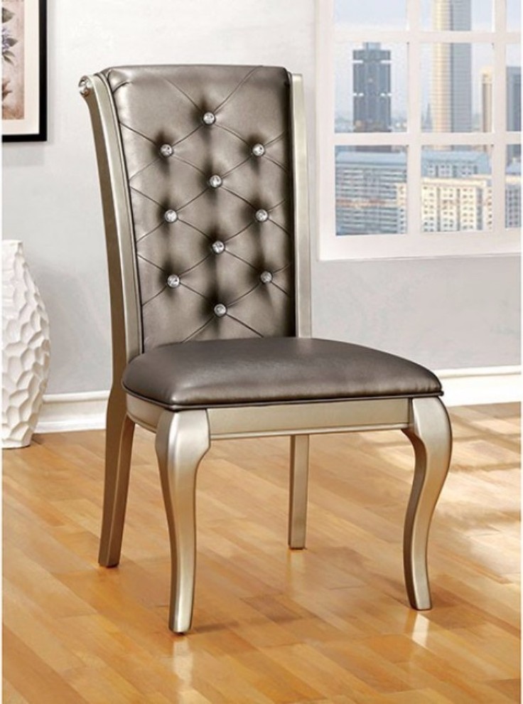 Benzara BM131214 Contemporary Side Chairs Silver  Set of 2   Contemporary   Dining Chairs   by Benzara  Woodland Imprts  The Urban Port  Houzz