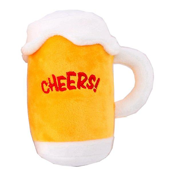 Squeaky beer bottle and cup dog toys