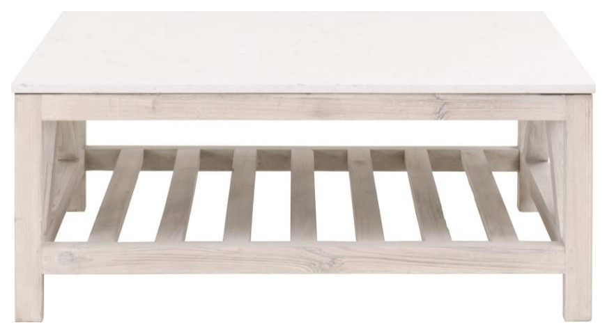 Spruce Square Coffee Table  White Wash Pine  White Quartz   Farmhouse   Coffee Tables   by Sideboards and Things  Houzz