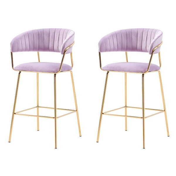 Best Master Furniture 29 Inch Gold Upholstered Bar Chair (Set of 2)