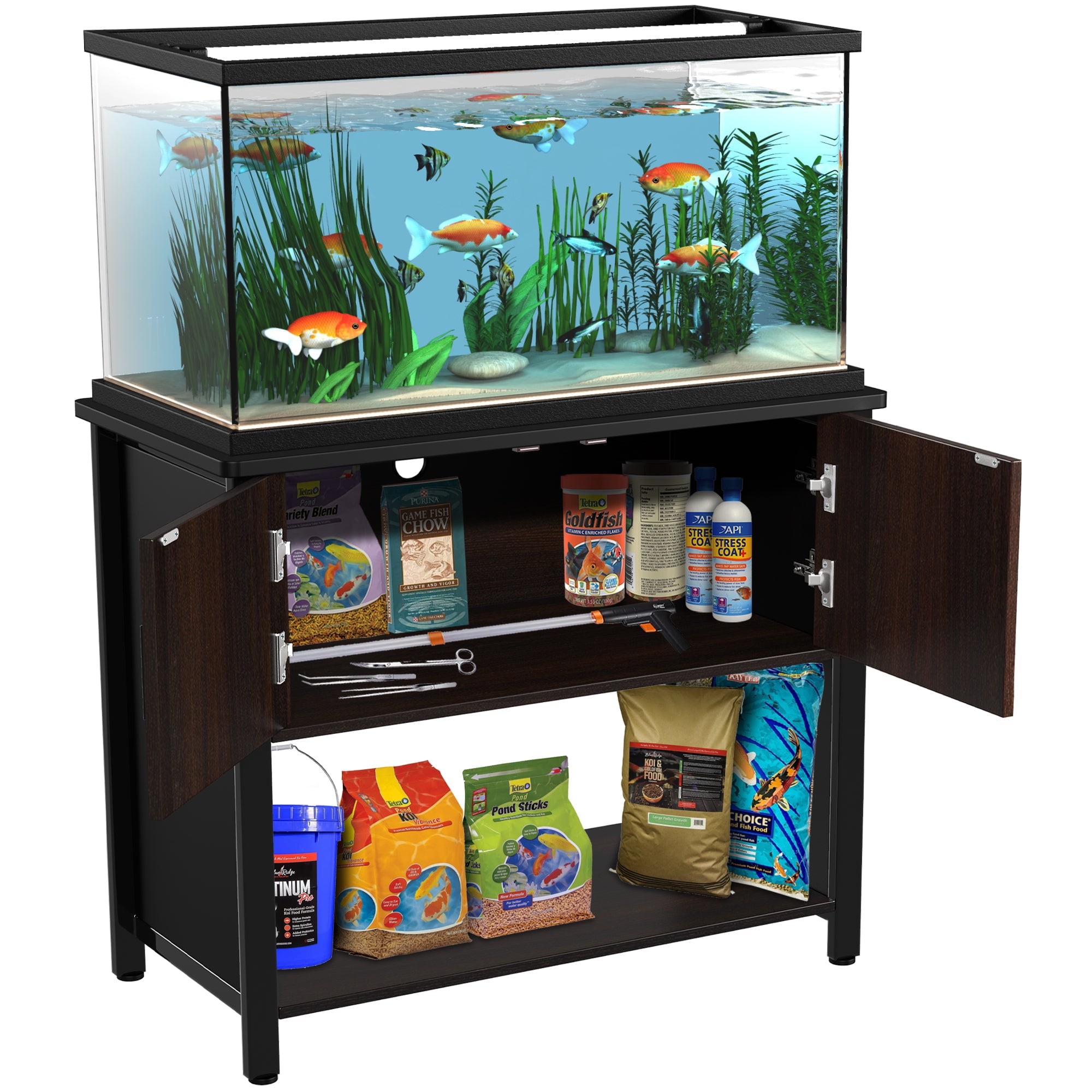 Fish Tank Stand Metal Aquarium Stand with Cabinet， for 40 Gallon Aquarium