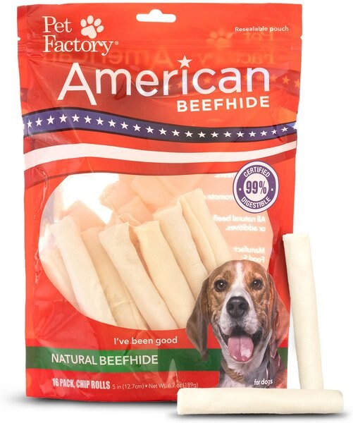 Pet Factory American Beefhide 5-inch Chip Rolls Natural Flavored Chewy Dog Treats