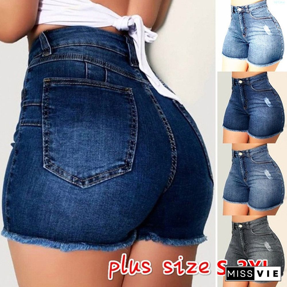 High Quality Women Short Jeans High Waist Denim Shorts Female Hot Shorts Summer High Elasticity Short Pants