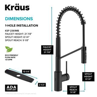 KRAUS Oletto Touchless Sensor Commercial Pull-Down Single Handle Kitchen Faucet in Matte Black KSF-2631MB