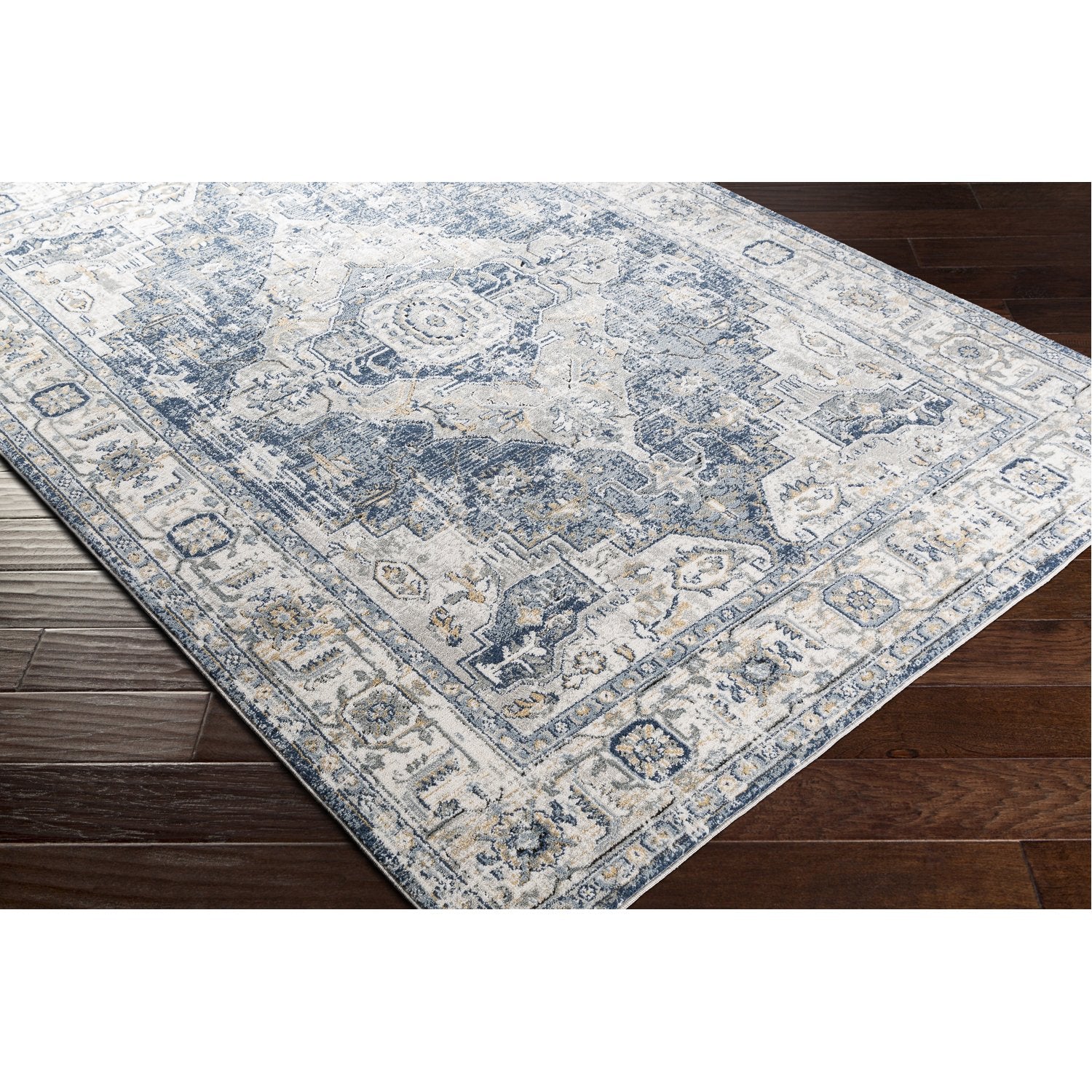 Jolie Rug in Medium Gray, Tan, Light Gray, Ivory, Charcoal, Dark Blue, Black