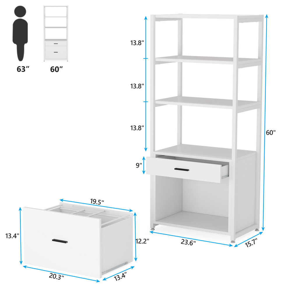 4 Tier Modern File Cabinet With 2 Drawers   Contemporary   Bookcases   by Tribesigns  Houzz