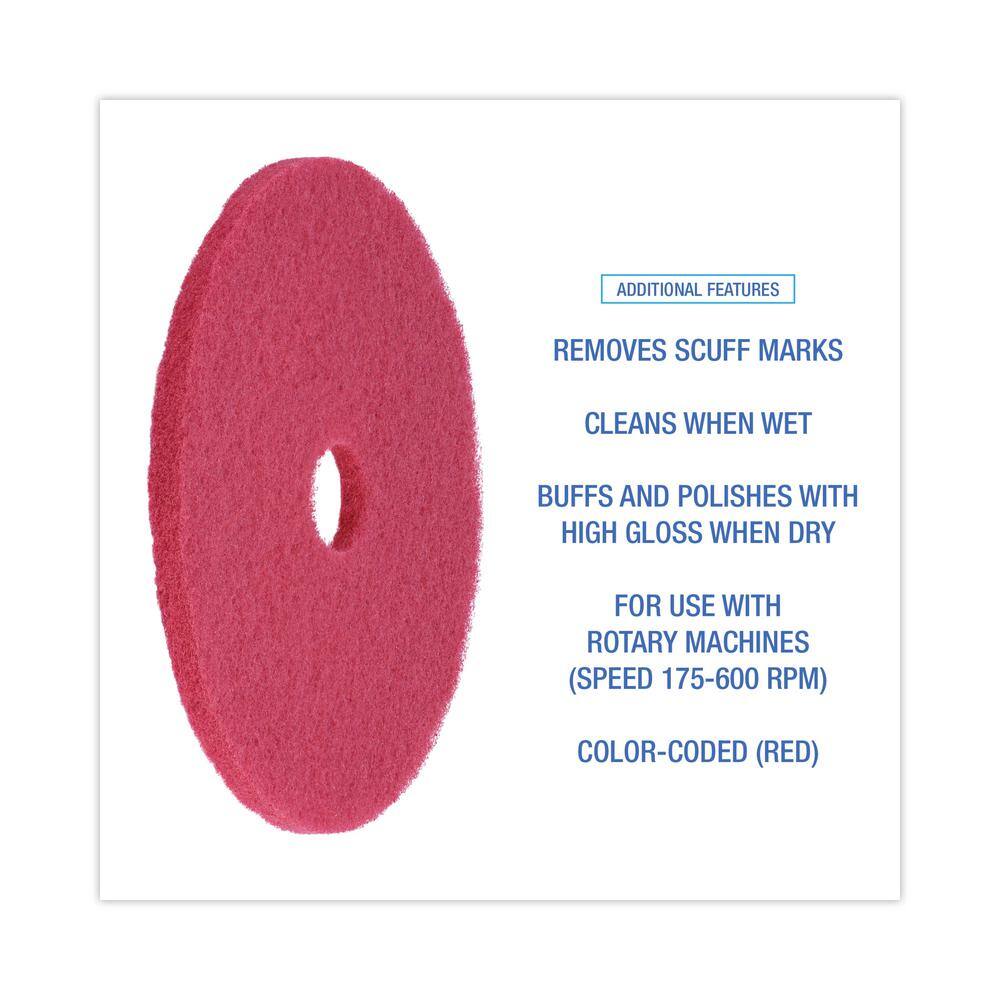 Boardwalk Buffing Floor Pads 20 in. Dia Red (5-Carton) BWK4020RED