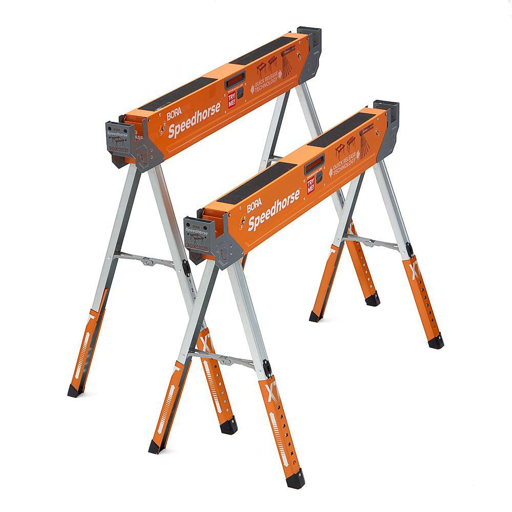 BORA 30 in. to 36 in. Steel Speed Horse XT Adjustable Height Sawhorse with Auto Release Legs (2-Pack) PM-4550T