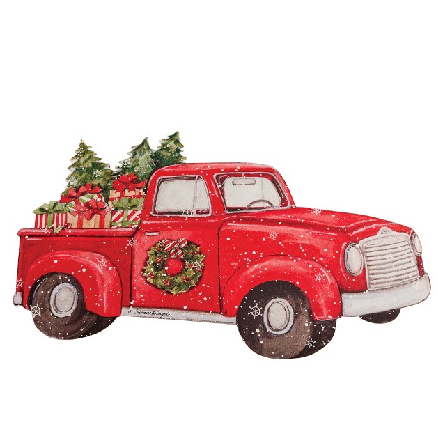 Collections Etc Red Truck By Susan Winget Shaped Christmas Accent Mat