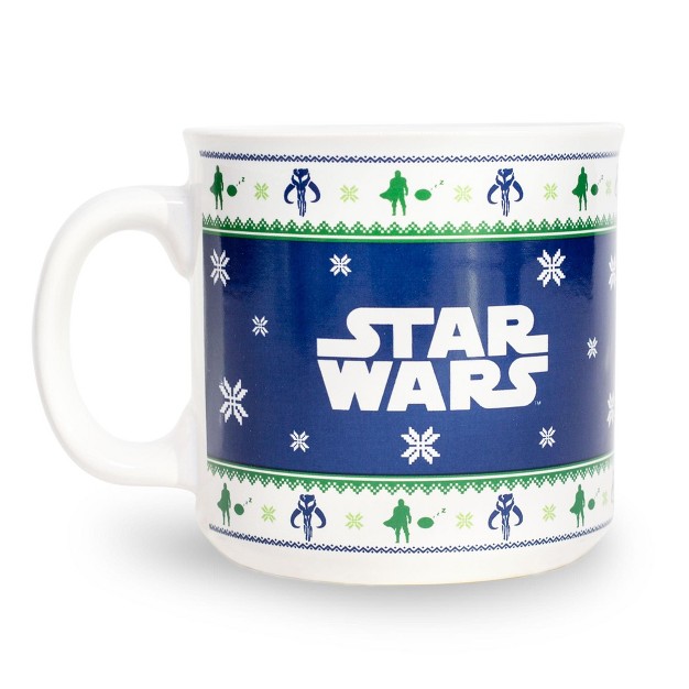 Silver Buffalo Star Wars The Mandalorian Grogu Holiday Sweater Ceramic Camper Mug 20 Ounces