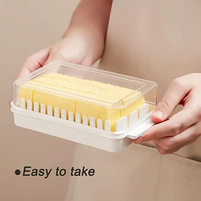 Butter Cutting Organizer Butter Cutting Storage Box Butter Fresh-Keeping Box Sealed Rectangular Kitchen Household Storage Box， Easy Storage and Use