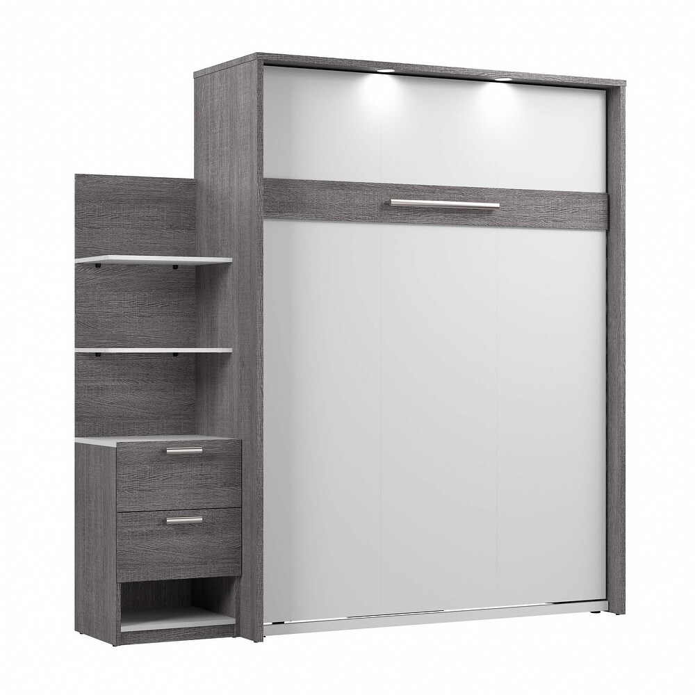 Cielo Queen Murphy Bed with Floating Shelves by Bestar