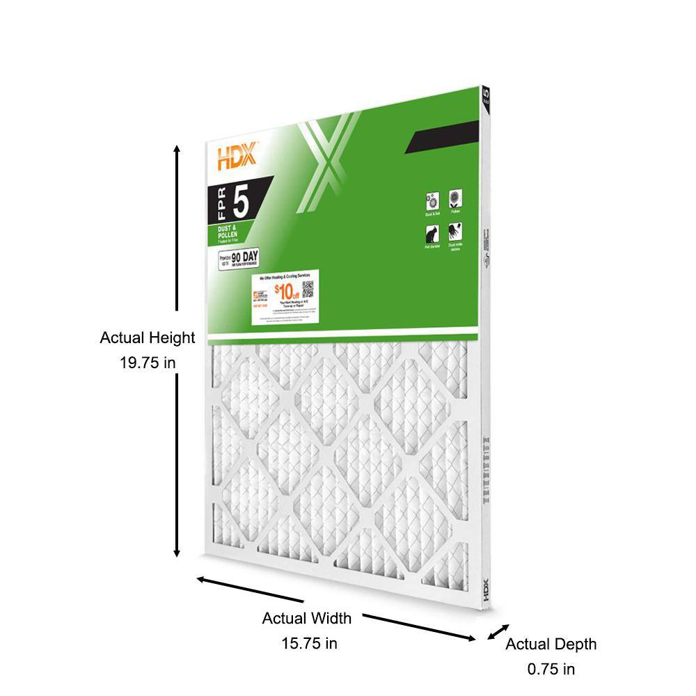 HDX 16 in. x 20 in. x 1 in. Standard Pleated Air Filter FPR 5 HDX1P5-011620