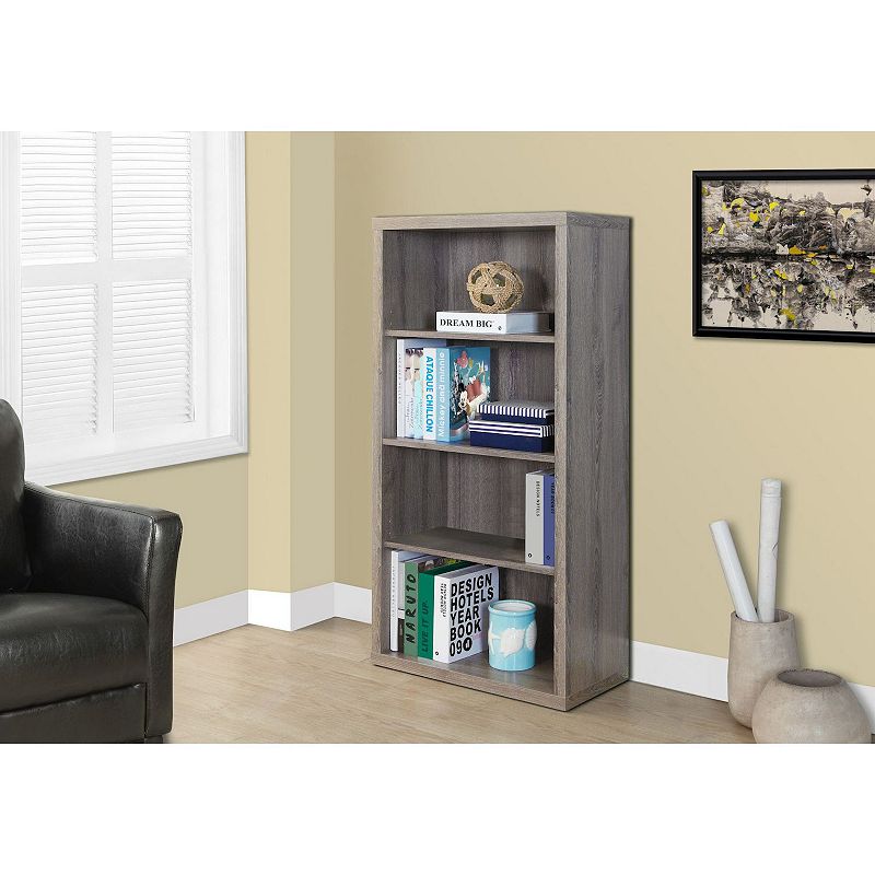 48 Taupe Brown Contemporary with Adjustable Shelves Rectangular Bookcase