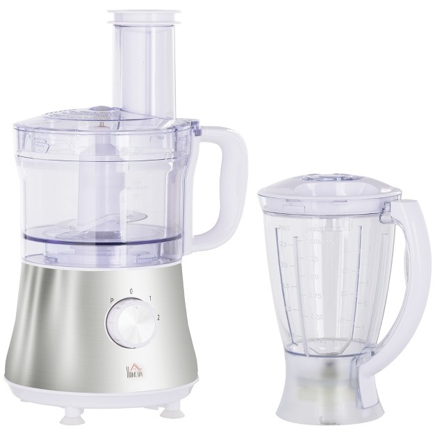 Homcom Food Processor For Chopping Slicing Shredding Mincing Pureeing Food Chopper With 5 cup Bowl 1 5l Blender 3 Blades amp Adjustable Speed