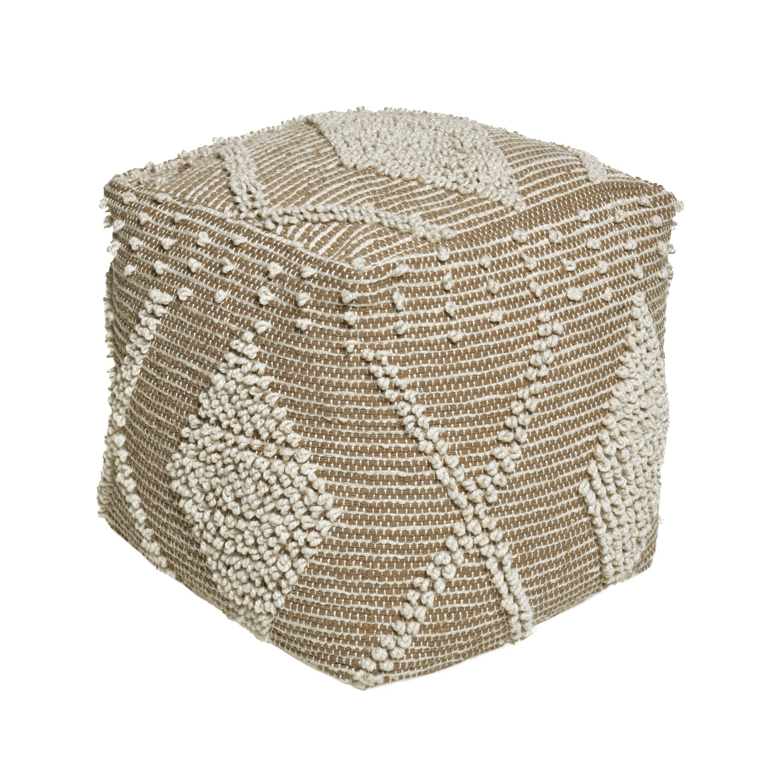 Dereka Contemporary Handcrafted Faux Yarn Pouf