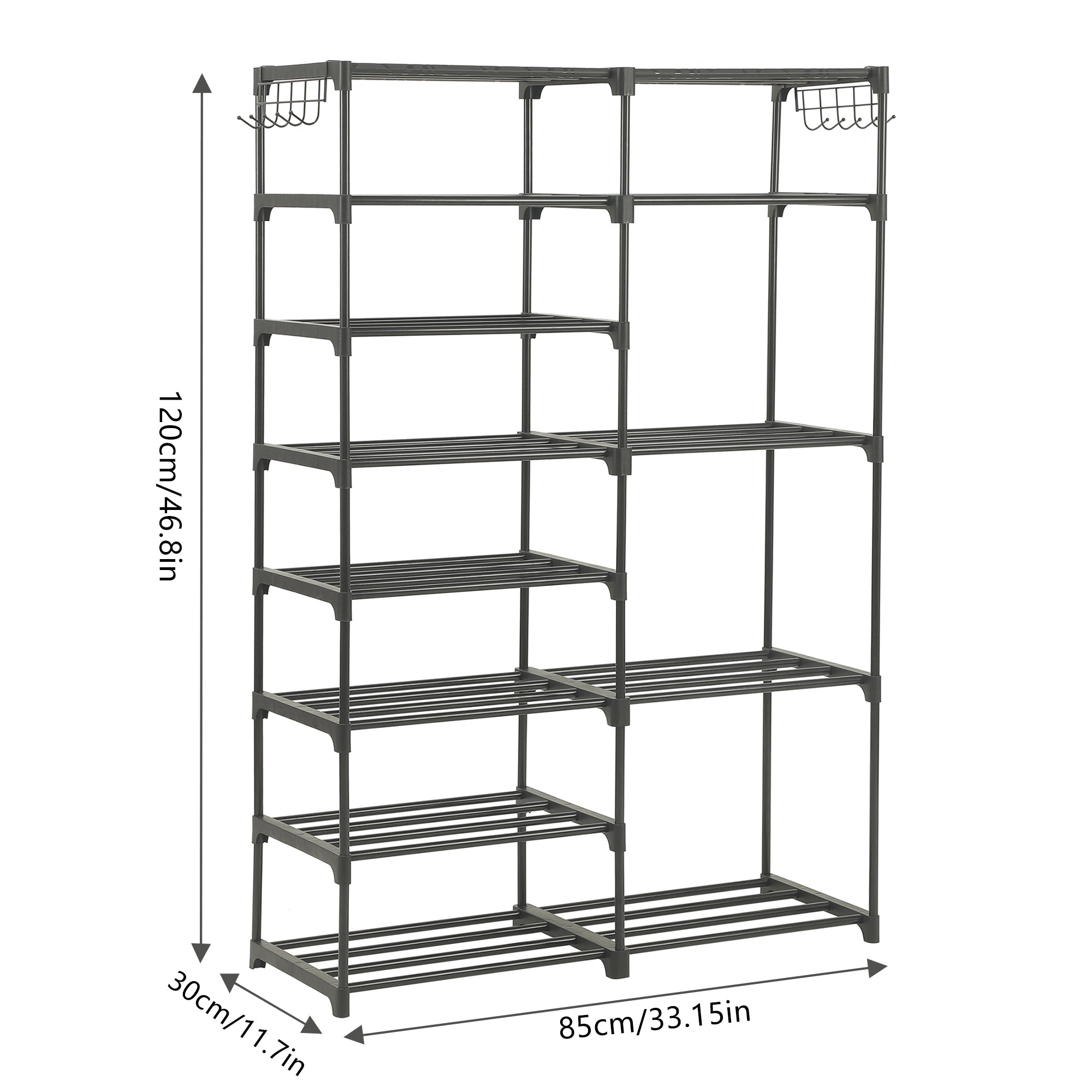 FAFIAR 8 Tier Shoe Rack Organizer for Closet 24-30 Pairsandnbsp;Boots Storage Shelf Metal Black