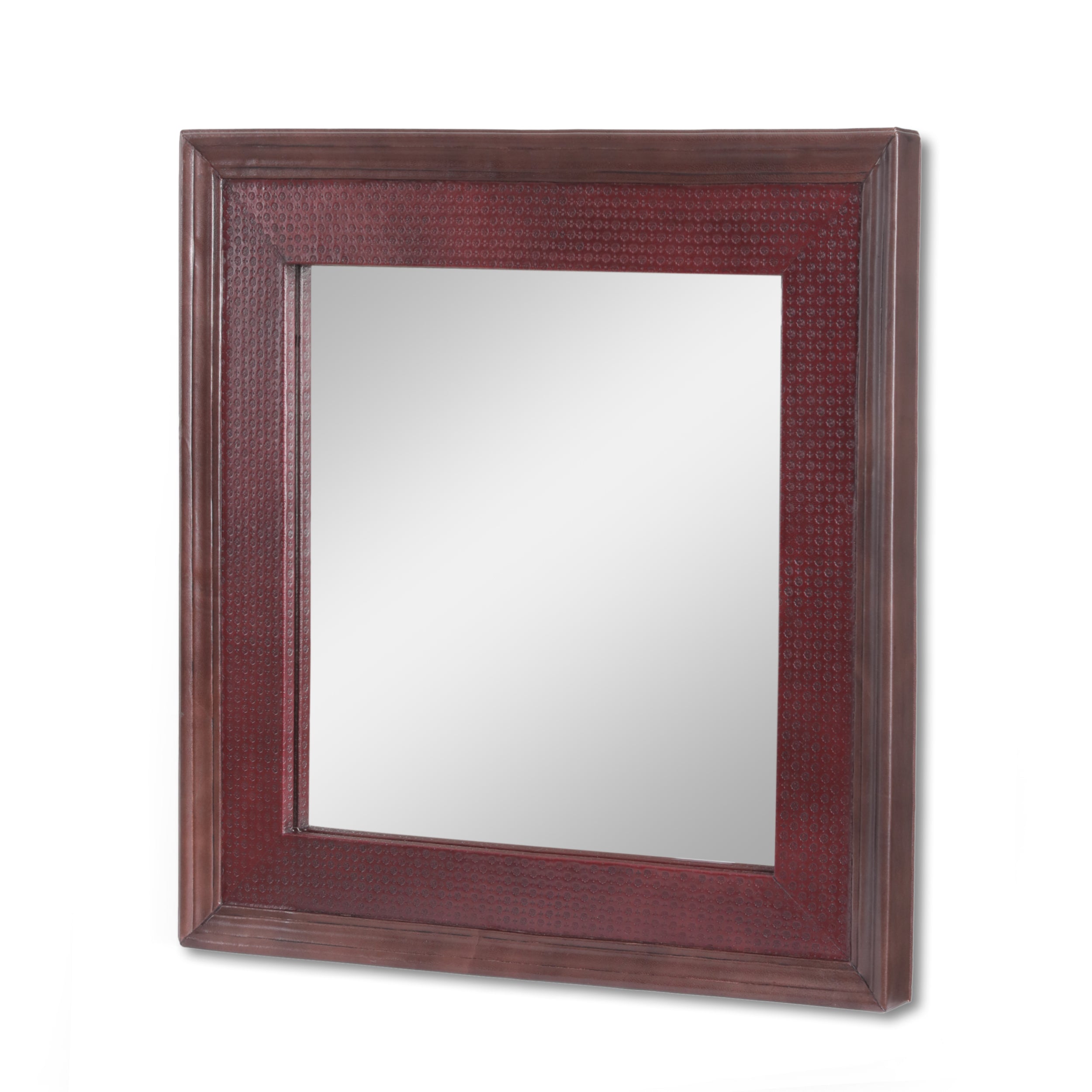 Chamlee Handcrafted Boho Leather Square Wall Mirror