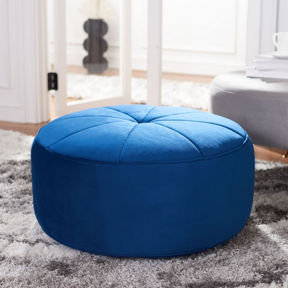 Siam Round Ottoman  Navy   Contemporary   Footstools And Ottomans   by Rustic Home Furniture Deco  Houzz