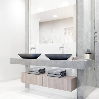 VIGO Duomo Gothic Gray Concreto Stone 18 in. L x 13 in. W x 4 in. H Rectangular Vessel Bathroom Sink VG04063