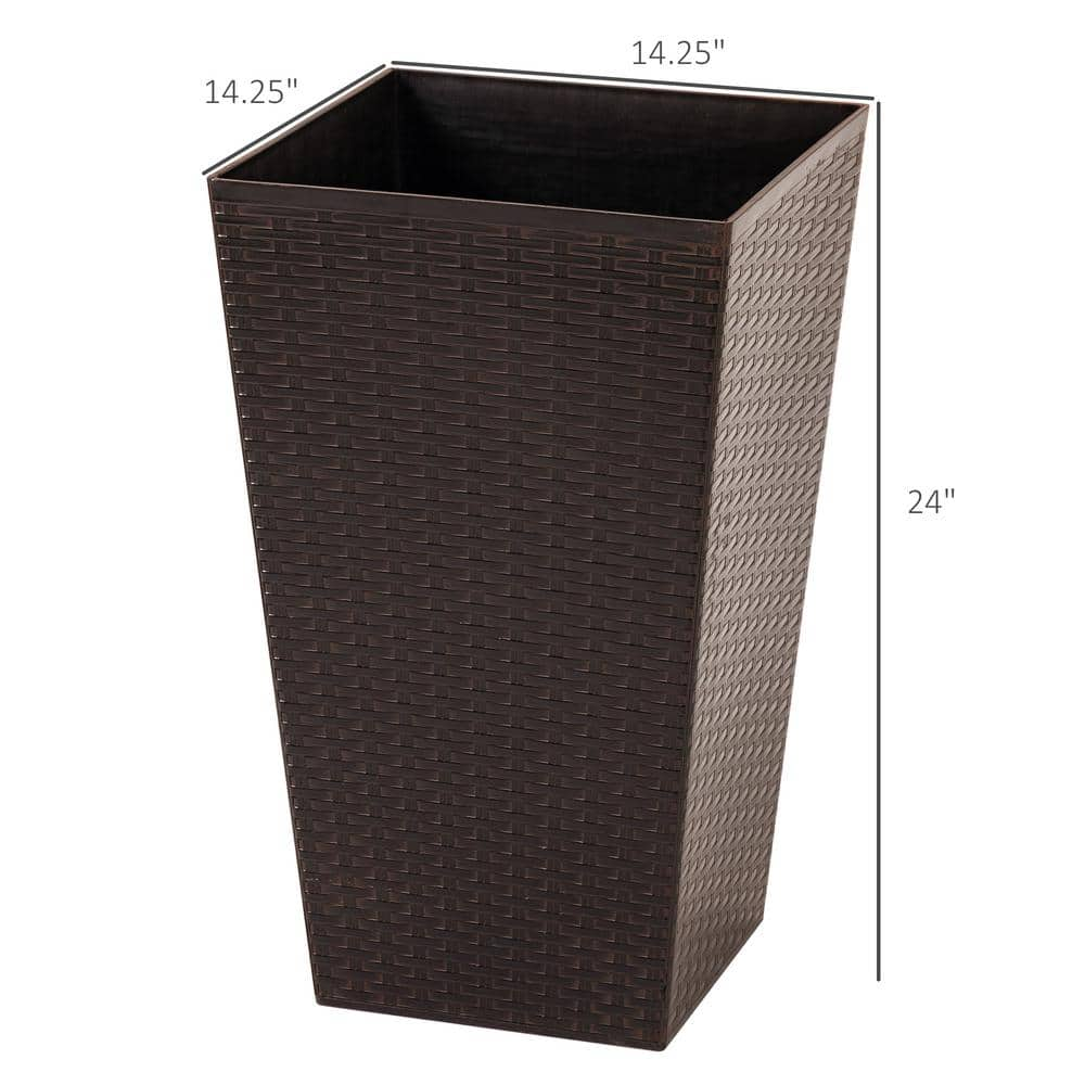 Outsunny Brown Plastic Flower Pot Set for Front Door， Entryway， Patio and Deck 845-719BN