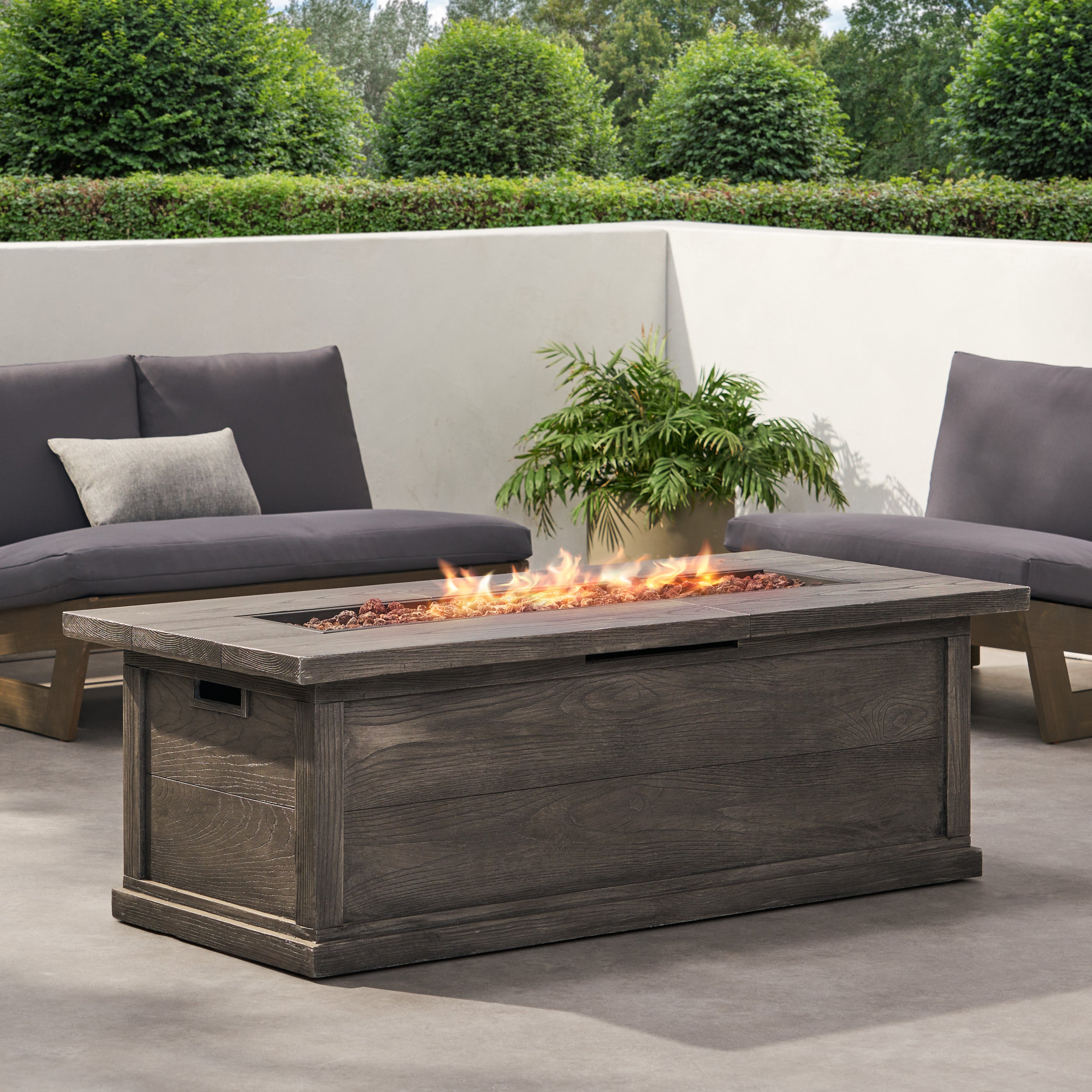 Lecanto Outdoor 50,000 BTU Lightweight Concrete Rectangular Fire Pit (No Tank Holder)