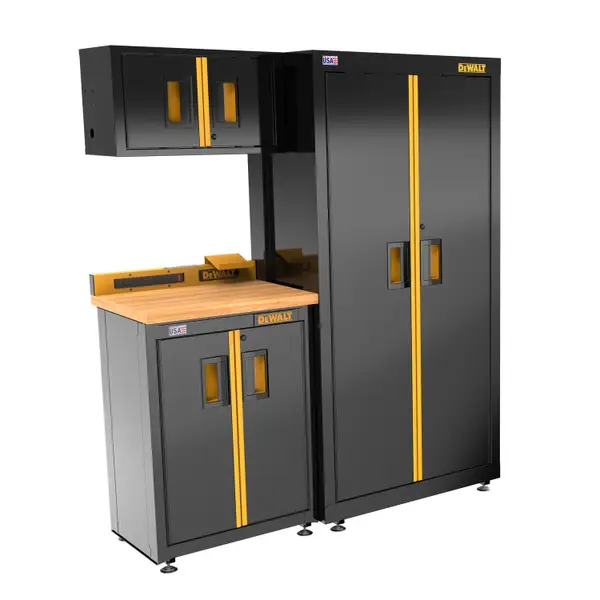 DEWALT 63 Wide， 4 Piece Welded Storage Suite with 2-Door Base Cabinet and Wood Top