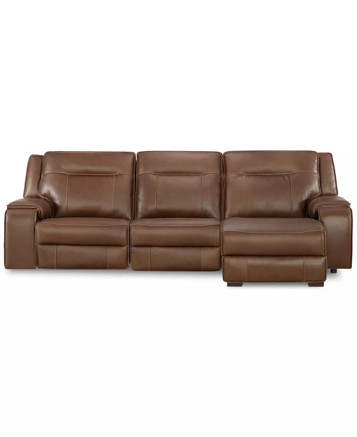 Furniture Hansley 3-Pc Leather Sofa with 2 Power Recliners and Chaise