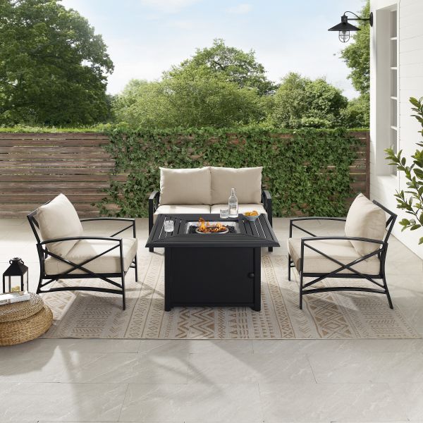 Kaplan 4Pc Outdoor Metal Conversation Set W/Fire Table