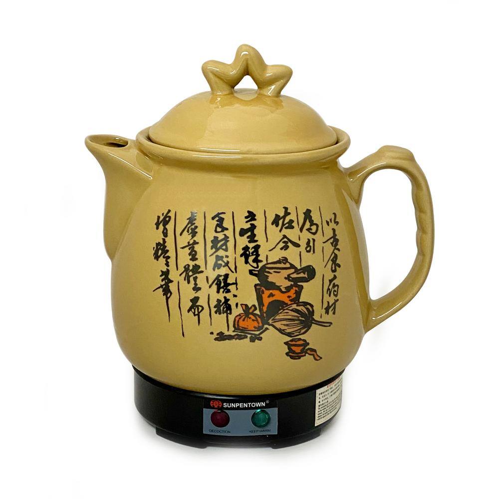 SPT 14.3-Cup Brown Ceramic Electric Kettle with Herb Cooking and Keep Warm Setting SS-0340B