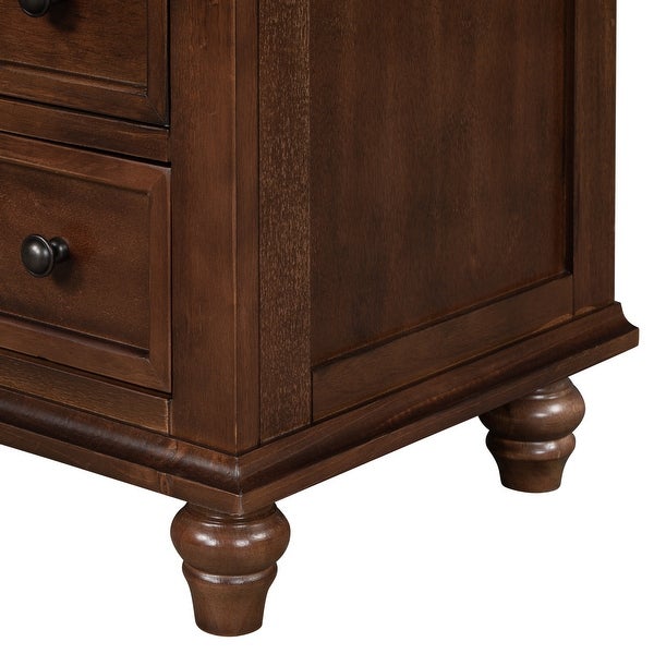 3-Drawer Storage Wood Cabinet， End Table with Pull out Tray