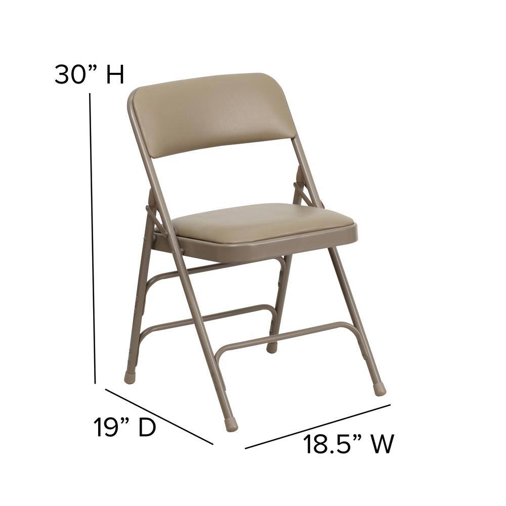 Flash Furniture Beige VinylBeige Frame Metal Folding Chair (4-Pack) CGA-HF-5867-BE-HD