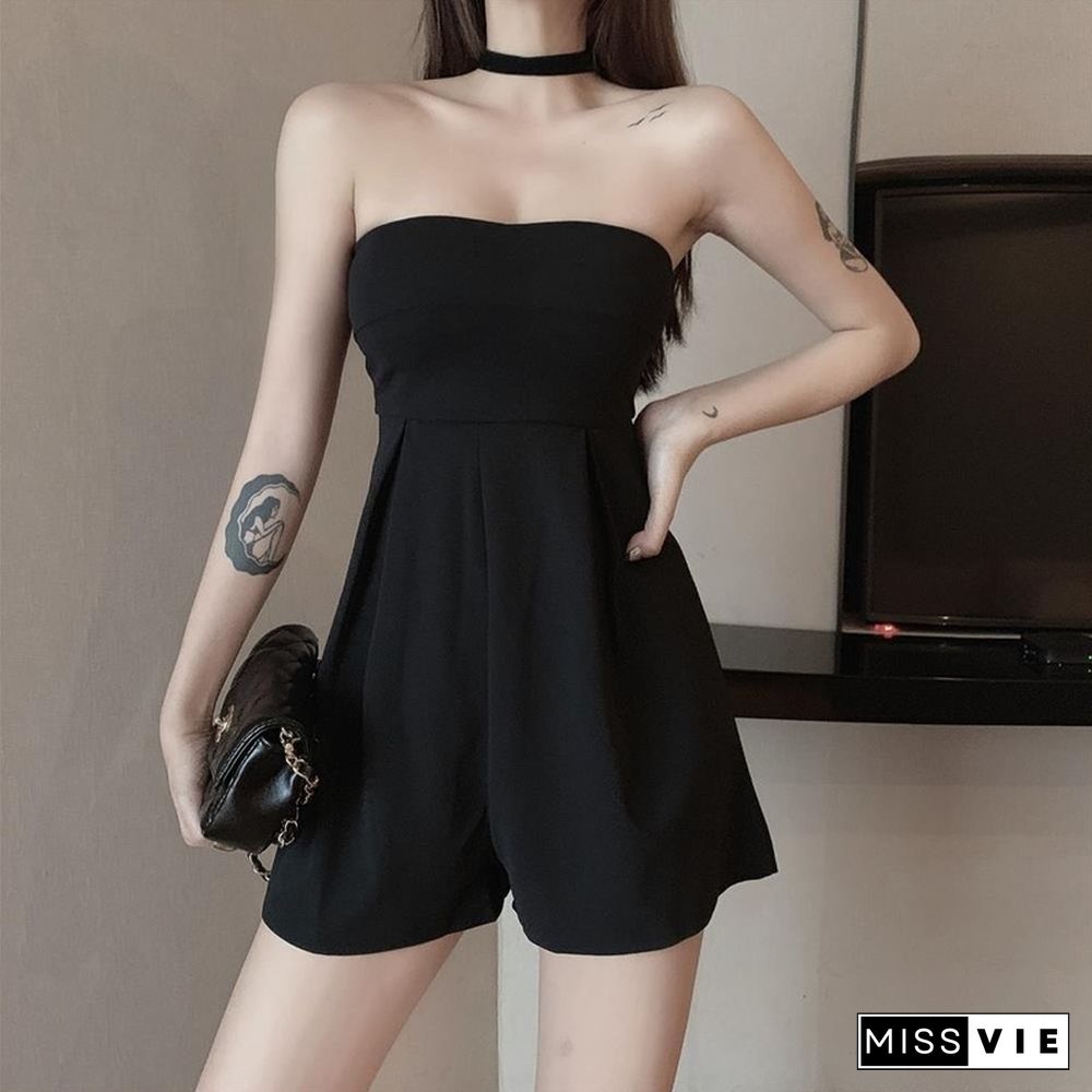 Sexy Rompers Women Retro Temperament Solid Night Party Club Holiday Classic Classy Fashionable Ropa Female Ins New Chic Simple